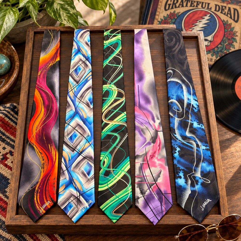 J.GARCIA Jerry Garcia (Grateful Dead) MULTICOLOR NECKTIES - Lot Of 5 Collections